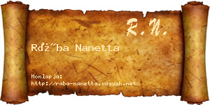 Rába Nanetta névjegykártya